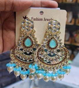 Ấn Độ Mới Nhất Truyền Thống <span class=keywords><strong>Kundan</strong></span> Vàng Cao Mạ Với Ngọc Trai Thiết Kế Đẹp Fancy <span class=keywords><strong>Kundan</strong></span> <span class=keywords><strong>Earrings</strong></span> <span class=keywords><strong>Set</strong></span> Cho Phụ Nữ Và Cô Gái - Product Image 5