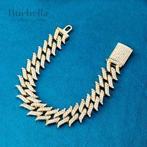 Venta caliente 18MM 18K chapado en oro VVS Moissanite Diamond Iced Cuban Link Bracelet - Product Image 3