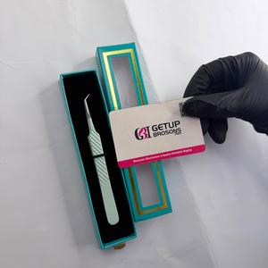 Pince à épiler antistatique et antimagnétique GETUP BROSONS IMPEX GBI-EET-5001 en acier inoxydable vert clair à 45 degrés pour extensions de cils 10 mm - Product Image 6
