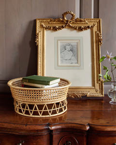 Plateau de petit déjeuner en rotin tissé rond vintage plateaux de présentation en rotin faits à la main avec support pour décor de Table de service à Dessert - Product Image 4