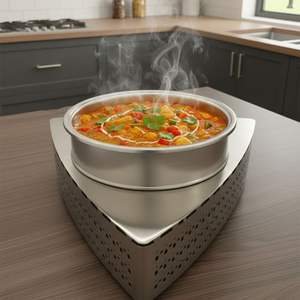 Plat de service moderne en acier inoxydable finition argentée, écologique, pour buffet, avec découpe laser, pour la maison, l'hôtel, les fêtes - Product Image 3