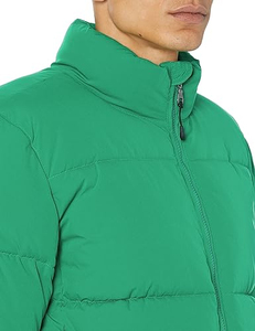 Blouson d'hiver matelassé pour homme en toile, avec coque en nylon épais et doublure en polyester, coupe classique, motif uni, fermeture éclair sur le devant. - Product Image 4