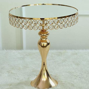Crystal Beaded Top Border Tableware <b>Dessert</b> Accessory Metal Cake Stand for Wedding Party Hotels Sweet Display Stand - Product Image 2