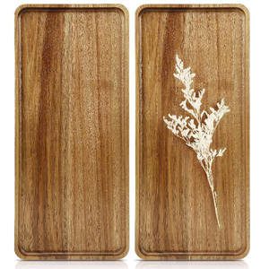 New Arrival Elegant Natural Color Decorative Wood Trays Hot Selling Wooden <b>Serving</b> Trays Coffee Table Kitchen Living Room <b>Dishes</b> - Product Image 1