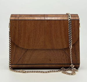 Sac à main en bois pour femme, mode estivale, soirée, fermeture éclair, protection RFID, portable, design géométrique en bois naturel, sac à bandoulière - Product Image 3