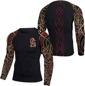 Ventes en gros de rashguards de compression MMA Bjj à manches longues, chemises décontractées imprimées numériquement personnalisées, caractéristiques respirantes - Product Image 3