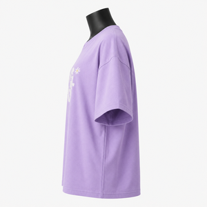 Camiseta Morada Oversize para Mujer, de Algodón, Casual, Holgada, Cuello Redondo, Manga Corta, Estampada, para Verano - Product Image 5