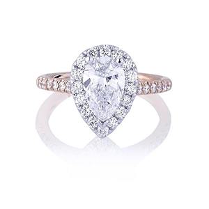 แหวนหมั้นเพชรสำหรับผู้ใหญ่10K VVS2ตัดลูกแพร์กะรัตมีสีอีจีไอได้รับการรับรองจริยธรรมขายส่ง - Product Image 4