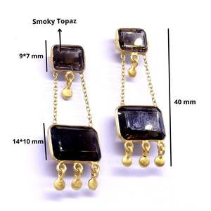 ต่างหูแบบโซ่ประดับอัญมณีบุษราคัมแบบคลาสสิก925เงินสเตอร์ลิงทันสมัย - Product Image 2