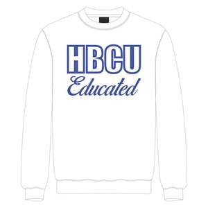HBCU Sigma Educated Chenille <b>Sweatshirt</b> White & Royal Blue Embroidery Custom Cotton Blend Greek Fraternity Divine Nine Apparel - Product Image 3