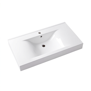 Lavabo in Marmo Ricomposto Bianco Koricini 90 Cm con Foro per Rubinetto, Design Moderno - Product Image 3