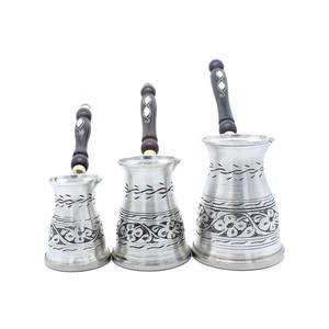 Cafetière turque en argent antique, cuivre, manche en bois, vaisselle, tasse à café, décoration de table pour la maison, la cuisine, le restaurant, l'hôtel, les fêtes - Product Image 1
