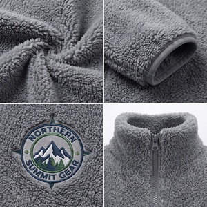 Veste polaire Sherpa demi-zip épaisse et chaude pour homme, avec blocs de couleur patchwork, idéale pour l'extérieur en hiver, avec services OEM - Product Image 5