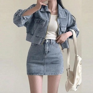 Conjunto de Dos Piezas para Mujer: Chaqueta Vaquera Impermeable, Cortavientos y Transpirable + Falda de Cintura Alta - Product Image 1