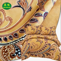Parures de lit en tissu polyester imprimé cachemire moutarde, motif botanique orné, avec housse de couette en tissu polyester qui conserve sa forme, vente en gros