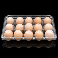 Bandeja para Huevos de 15 Unidades, Transparente, de Plástico PET, Apilable, Tipo Concha, para Granjas Avícolas, Comercios Minoristas y Centros de Empacado de Huevos