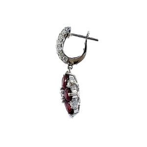 Boucles d'oreilles créoles en or blanc massif 18 carats avec diamants naturels et rubis, logo personnalisé, qualité supérieure, pour femme, cadeau de mariage - Product Image 2