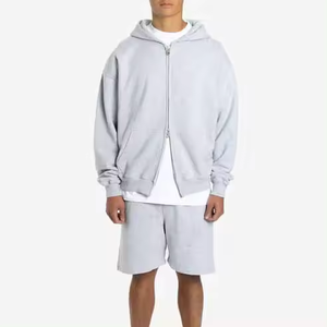 Custom <b>Mens</b> acid washed blank zip up <b>hoodie</b> <b>and</b> <b>shorts</b> <b>set</b> distressed Vintage two pieces <b>set</b> for <b>men</b> Hoodies - Product Image 5