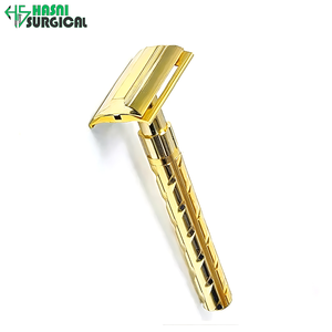 Fabricant d'instruments de beauté, rasoir de sécurité classique à double tranchant pour hommes, couleur or - Product Image 1