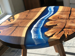 Handmade Resin Acacia Wood Art Dining <b>Table</b> Waterproof Living Room <b>Table</b> for Wedding Retirement Decor <b>Table</b> Gift Resin Tabletop - Product Image 4