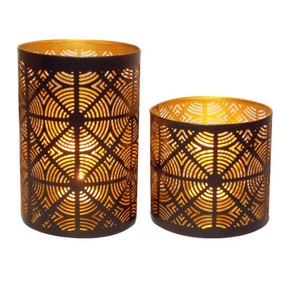 Soporte votivo de luz de té de metal dorado y negro de nuevo diseño al por mayor decoración navideña pulida personalizada para el hogar o la oficina - Product Image 1