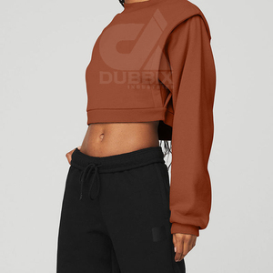 เสื้อครอปฮู้ดดี้ผู้หญิงคุณภาพสูง สวมใส่สบาย ระบายอากาศได้ดี ลายพิมพ์เรียบหรือลายพิมพ์ต่างๆ สำหรับฤดูหนาว แบบสั่งทำได้ - Product Image 3