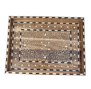 Plateau décoratif en forme de rectangle avec poignées plateaux de service en plastique de couleur marron pour plateau de télévision de Table basse ottomane - Product Image 3