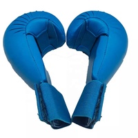 Gants de karaté approuvés WKF en cuir PU avec doublure en PVC, forme de barre super incurvée, souples, unisexes, bleus, pour l'entraînement de boxe