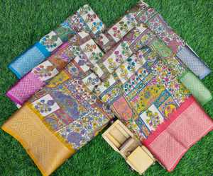 Saree en soie imprimé Dola attrayant avec bordure d'impression numérique de chemisier non cousue pour la mode indienne et pakistanaise - Product Image 3