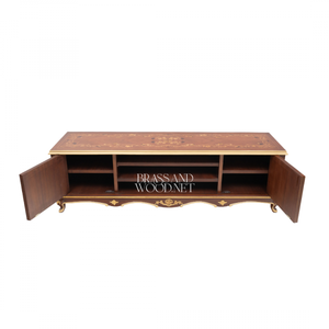 Classic Luxury Wooden <b>TV</b> Stand With Inlay And Open <b>Shelf</b> - Product Image 6