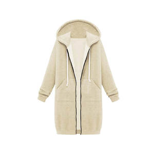 Sweat à capuche à manches longues pour femme, couleur grise, fermeture éclair, cordon de serrage, haute qualité - Product Image 1