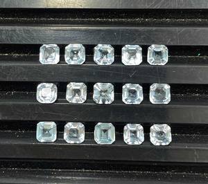 Lot de pierres précieuses en aquamarine naturelle, taille octogonale, pierres précieuses en aquamarine de 4 mm pour la fabrication de bijoux - Product Image 5