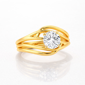 Bague en or 14 carats avec diamant solitaire de laboratoire taille ronde – Collection de bagues élégantes en diamant - Product Image 3