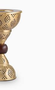 Quemador de Incienso Bakhoor Moderno de Metal y Madera con Orificios de Ventilación, Estilo Árabe, Acabado en Latón, para Uso en el Hogar en el Medio Oriente y el Golfo - Product Image 5