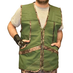 Gilet de chasse en polyester 100% extensible et résistant, col en V, grande poche, logo personnalisé, gilet de tir - Product Image 5