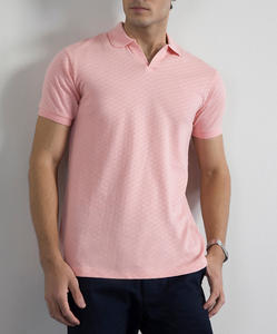 T-shirt d'été à manches courtes pour homme, col en V boutonné, couleur unie, décontracté, respirant, service OEM - Product Image 1