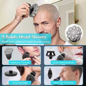 Recortadora de Barba Eléctrica Recargable para Hombre, Resistente al Agua (Uso en Seco y Húmedo), Afeitadora para Cabezas Calvas, IPX7, Kit de Cuidado Personal MTI-Head, Pantalla Digital - Product Image 6