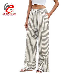 Pantalon formel pour femme, couleur blanche, imprimé, fermeture éclair, devant plat, taille haute, longueur totale, en spandex/polyester - Product Image 3