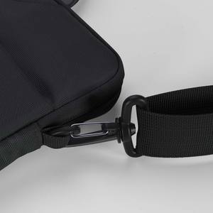 Mallette pour ordinateur portable moderne de 14 pouces en cuir véritable avec fermeture à glissière, modèle PC de style simple et durable, couleur noire 9658 - Product Image 1