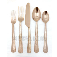 Ensemble de couverts en acier inoxydable rose doré de 20 pièces au design moderne, couverts en métal écologiques pour les entreprises, les mariages et l'utilisation par les enfants