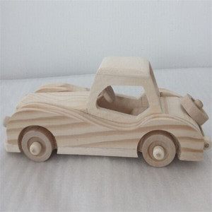 Jouets de voiture en bois inachevés modèle de véhicule de voiture <span class=keywords><strong>vintage</strong></span> avec cabine Miniatures en bois faites à la main jouets d'artisanat en bois naturel pour enfants garçons - Product Image 2
