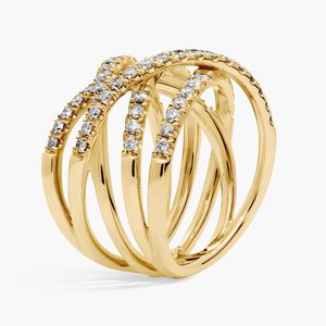 14K Yellow Gold <b>Diamond</b> Wrap Fashion <b>Ring</b> 1 Ct Natural Round <b>Diamond</b> Prong Set Statement <b>Ring</b> - Product Image 3