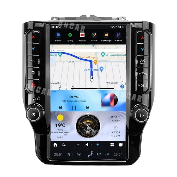 AuCar 12.1" Latest Android 13 Tesla Style Car Multimedia DVD Player for Dodge RAM 1500/2500/3500/4500 2019-2022 Car Stereo Radio