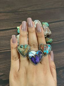 Handmade Sterling Silver Matrix Royston Purple Copper <b>Turquoise</b> Kingman <b>Turquoise</b> Dahlia Rose Mojave <b>Ring</b> Womens Jewelry - Product Image 4