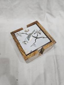 Posavasos Cuadrados de Madera Personalizados Hechos a Mano con Arte de Ondas Mina para el Hogar, Oficina, Regalo de Inauguración, para Grabado Láser - Product Image 2