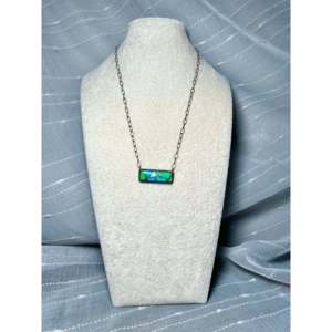 Tia Long Turquoise <b>Blue</b> Dahlia <b>Necklace</b> Elegant Sterling Silver with Bezel Setting Gift - Product Image 3