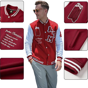 OEM Custom High-Quality Men's <b>Wool</b> Varsity Jacket for men - Stylish and Warm Outerwear for All Seasons - Product Image 4