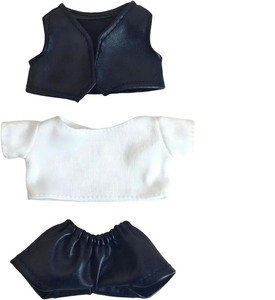Ensemble de 3 pièces pour 17cm(6.7 pouces)-T-shirt blanc, gilet en cuir noir, pantalon (vêtements et accessoires de poupée) - Product Image 2