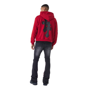 Oversized Boxy Spray Cross Zip Through Hoodies en color rojo para hombres Último diseño Sudaderas con capucha de alta calidad - Product Image 1