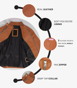 Gran oferta, chaqueta de cuero OEM de alta calidad para mujer, prendas de vestir exteriores, estilo de moda, nuevo modelo, cremallera informal para mujer, chaquetas de cuero - Product Image 5